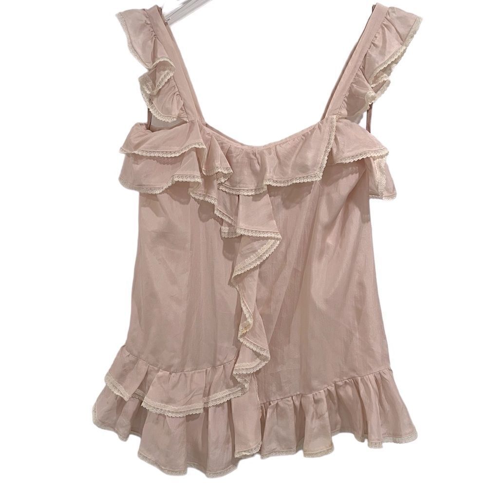 Red Valentino, Blush Romantic Rose Silk Blend sleeveless top, Small